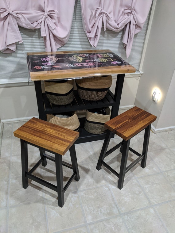 Wood Bar Stool, Farmhouse Stool, Rustic Industrial Bar Stool, Kitchen Stool