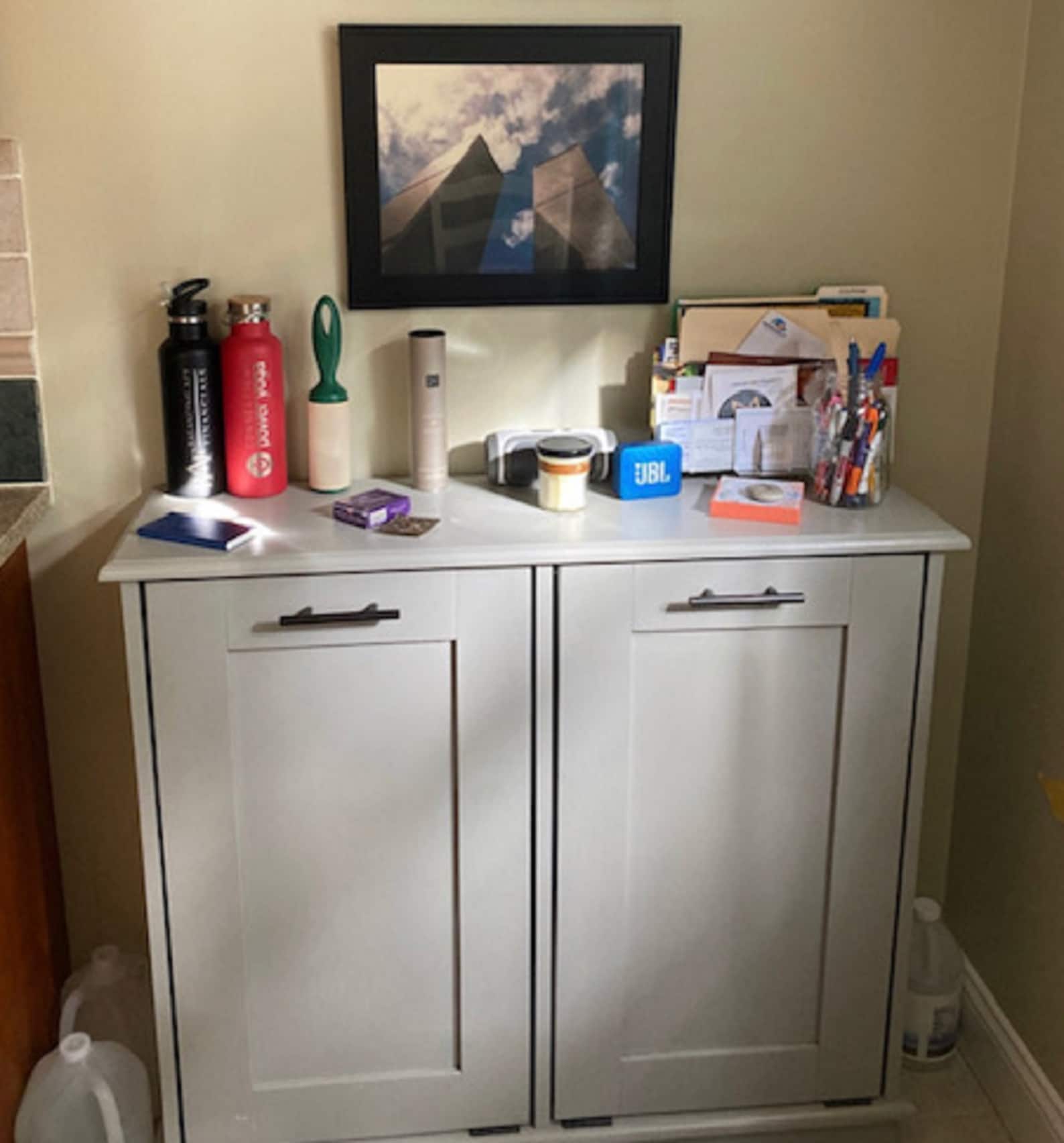 Double Trash Bin Tilt Out Trash Can Wooden Trash Etsy