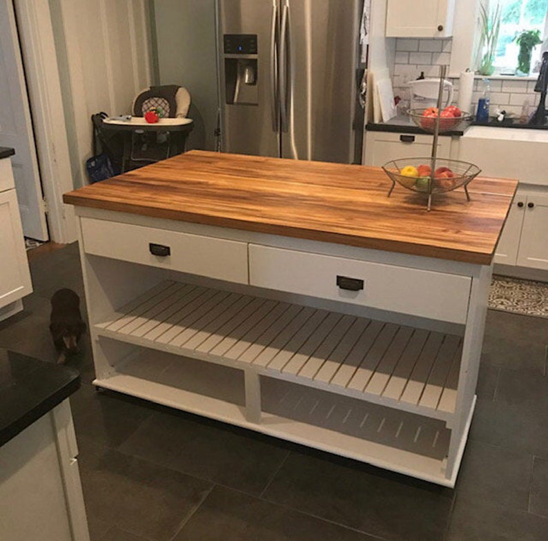 Kitchen Island, Butcher Block Kitchen Island with Seating 