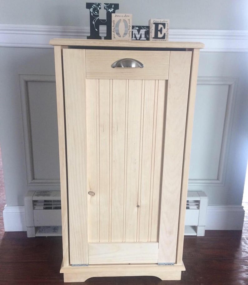 Wood Trash Can Recycling Bin Storage Solid Pine Garbage