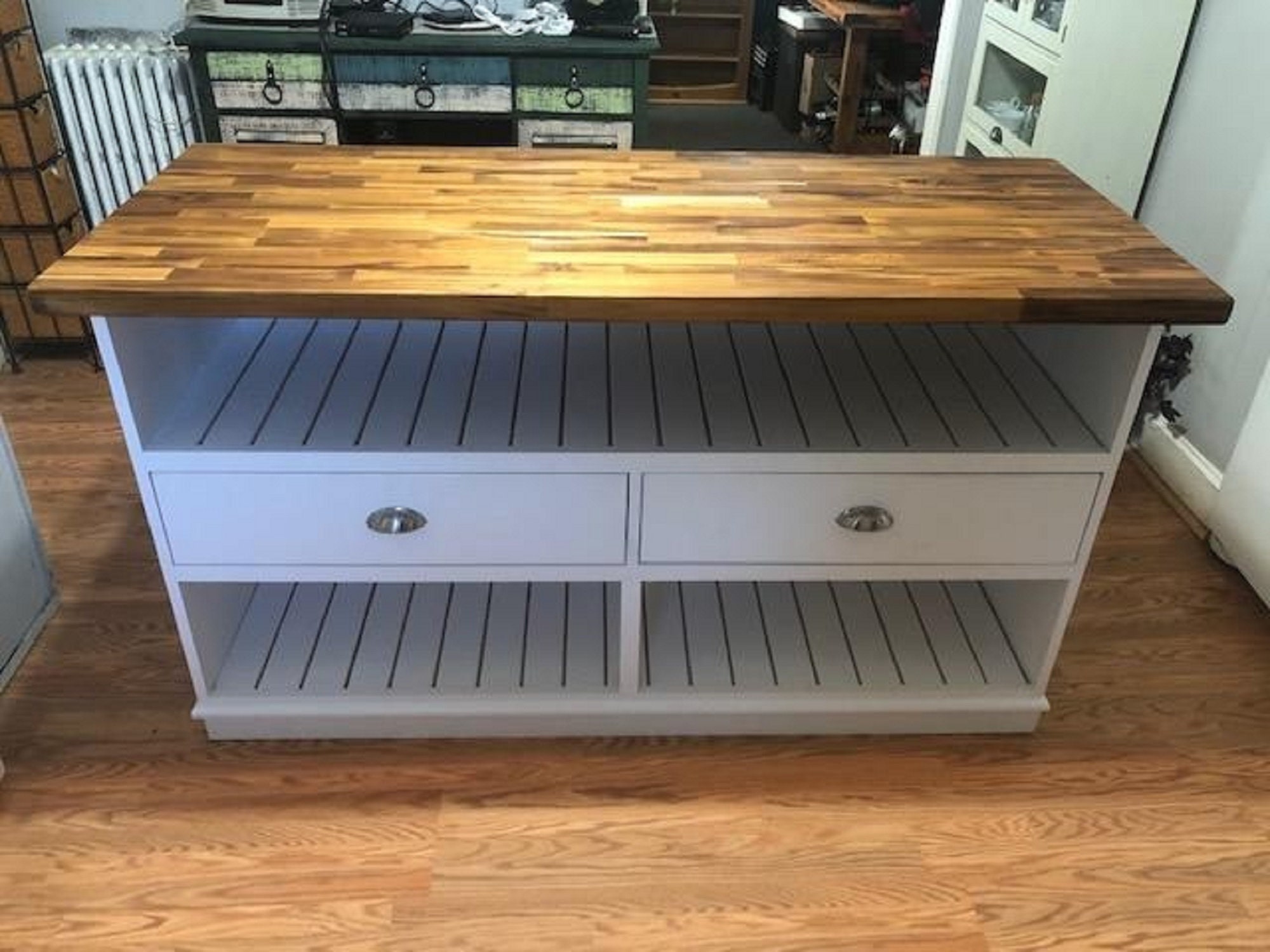 Custom Kitchen Island, Butcher Block Countertop, Table Island