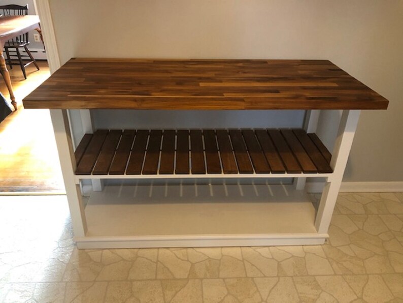 Kitchen Island With Seating Overhang Storage Butcher Block Etsy