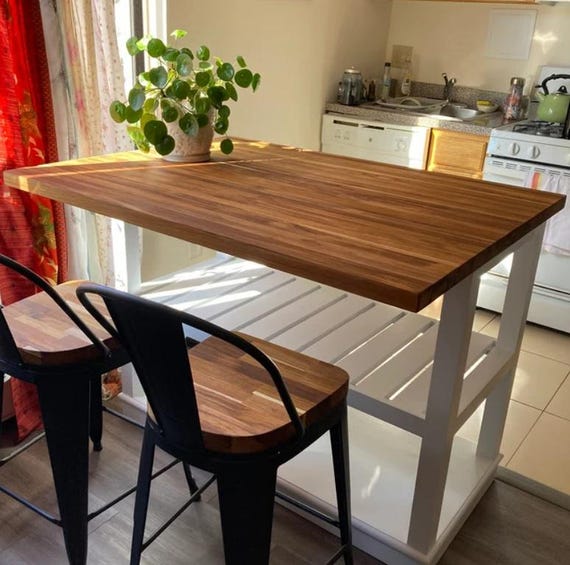 Ronnie Kitchen Island Custom Butcher Block Kitchen Island With Seating Option Dining Table With Storage Etsy UK