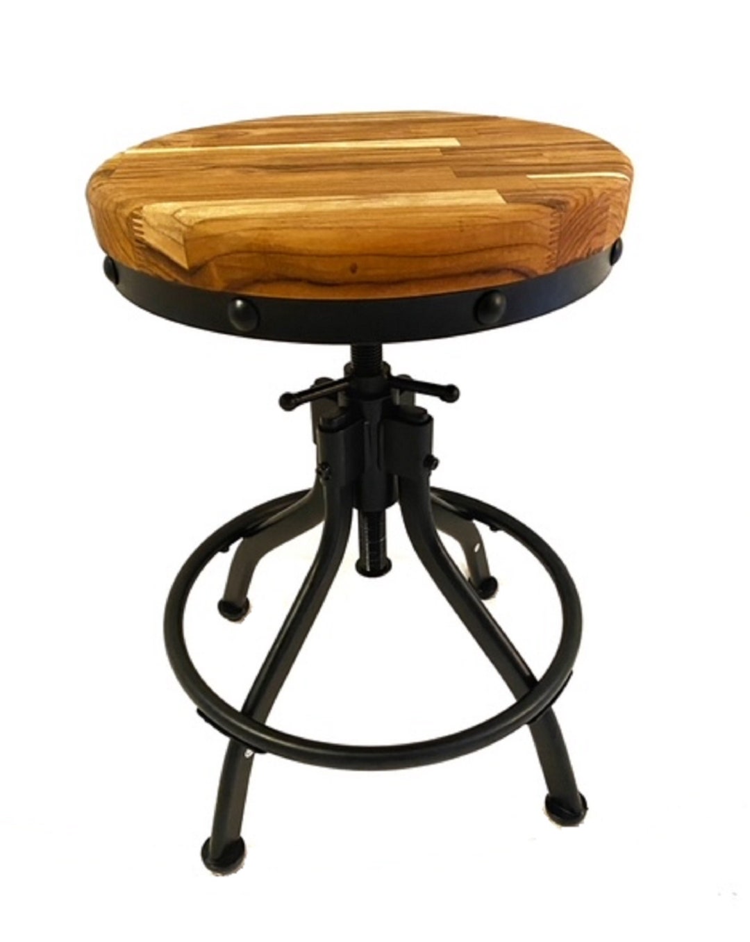 Wood Bar Stool, Farmhouse Stool, Rustic Industrial Bar Stool, Kitchen