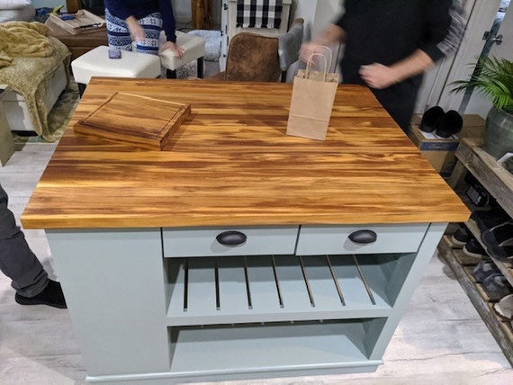 LARGE OAK butchers block kitchen island table storage 6 feet x 3 feet