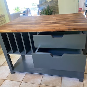Gardner Kitchen Island, Custom Butcher Block Kitchen Island with Seating Option, Dining Table with Storage, Chef Station, Carving Area