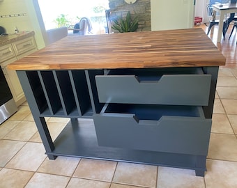 Kitchen Island, Chef Station, Food Prep Station, Option for Seating “Gardner”