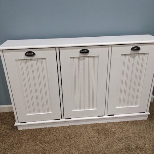 Wood Trash Can Recycling Bin Storage Bin Solid Pine Garbage Etsy