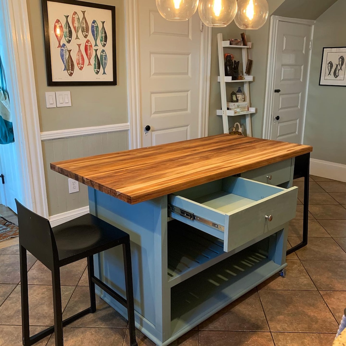 Kitchen Island Butcher Block Kitchen Island With Seating Etsy