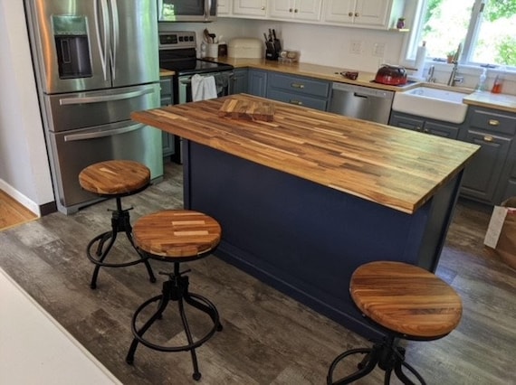 Harbinger Kitchen Island Custom Butcher Block Kitchen Island With Seating Option Dining Table With Storage Etsy
