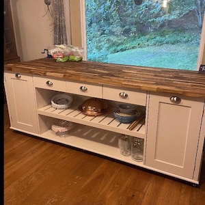 Kitchen Island, Butcher Block Kitchen Island with Seating "Harbinger"