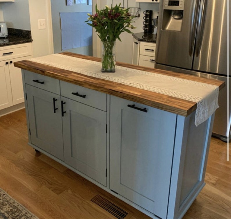 Custom kitchen island. Handcrafted furniture. Made in USA. Made to order and custom built kitchen island. Heirloom quality furniture
