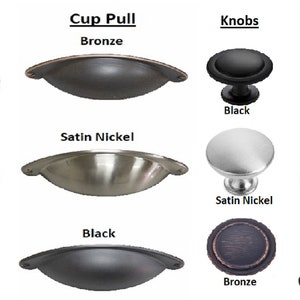 K&ouml;nnte beinhalten: Sortiment an Schrankbeschl&auml;gen in den Ausf&uuml;hrungen Schwarz, Bronze und Satin-Nickel.  Enth&auml;lt Stangen-Griffe, Becher-Griffe, Kn&ouml;pfe und Griff-Griffe.