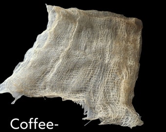 10 Pieces - Loose-Weave Coffee Dyed Cheesecloth