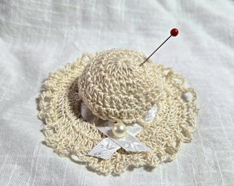 Crochet Pin Cushion/Aromatherapy Miniature Sun Hat
