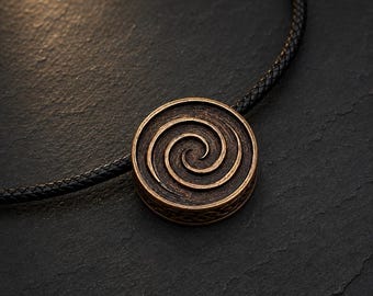 Handmade bronze Celtic Spiral Amulet | Nordic Pagan Pendant | Viking Spiral Knot | 16mm diameter