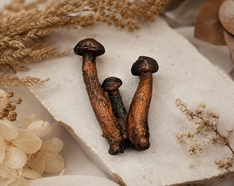 RESERVED - Real Mushroom Brooch | Electroformed Copper Nature Jewelry | Forestcore Accessory