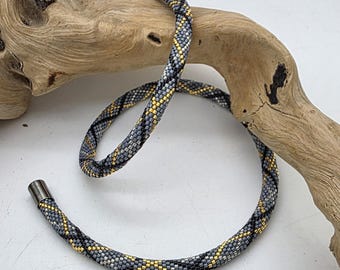 Handmade Miyuki Delica Beaded Rope Necklace, 24K Gold Plated, Minimalist Seed Bead Jewelry