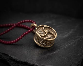 Triskele Pendant Necklace | Triple Spiral Symbol | Viking Pagan Jewelry | Handmade Bronze Amulet | Unisex Talisman