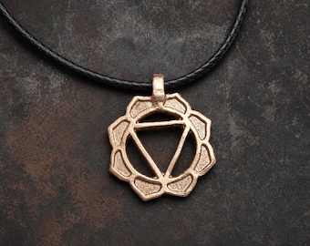 Manipura Chakra Pendant, Solar Plexus Jewelry, Rose Gold Bronze Necklace, Yoga Gift