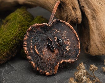 Real Apple Slice Brooch | Electroformed Copper Botanical Jewelry