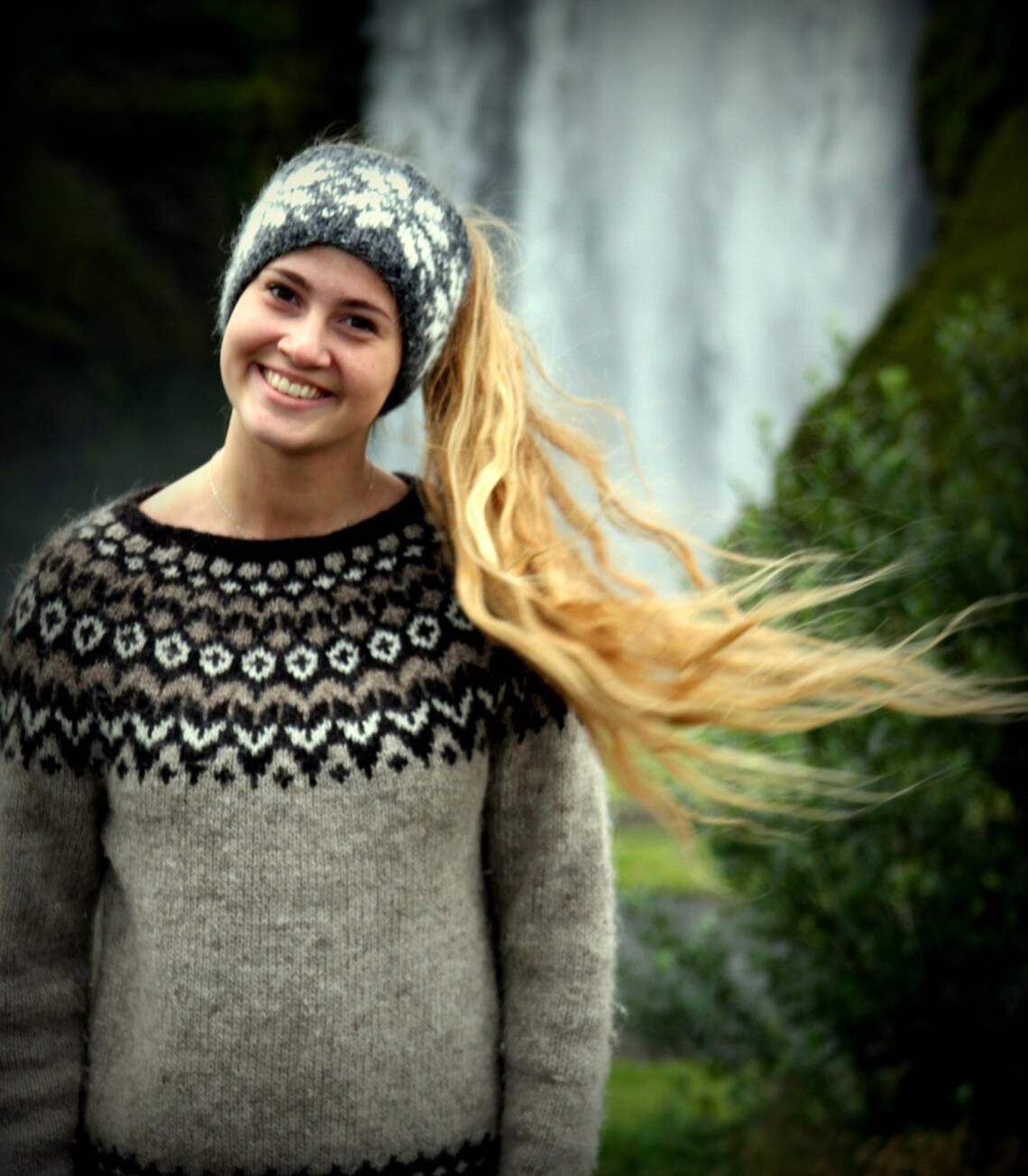 Icelandic Headband / Ear Warmer. Grey With White Snow Flake Etsy