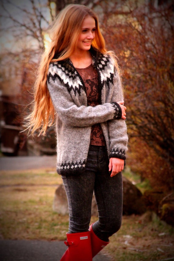 Icelandic Sweater Lopapeysa Handmade 100 % pure Wool Grey | Etsy