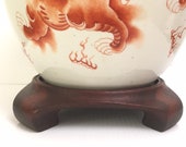 Vintage Chinese Carved Round Presentation Stand Display Hardwood Scroll Foot Ming Style