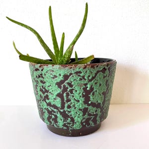 Mid Century Modern Green Flowerpot 6 In Planter | Crater Glaze