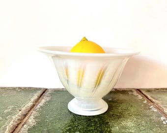 Vintage Swedish Petite White Glass Bowl: Kosta Boda Style