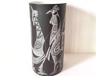 Mid Century Tall Porcelain Rooster Vase Fisher Wiinblad | Rosenthal