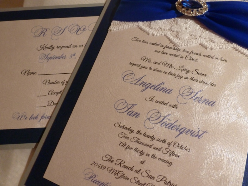 Royal blue Wedding Invitation Royal Wedding Etsy