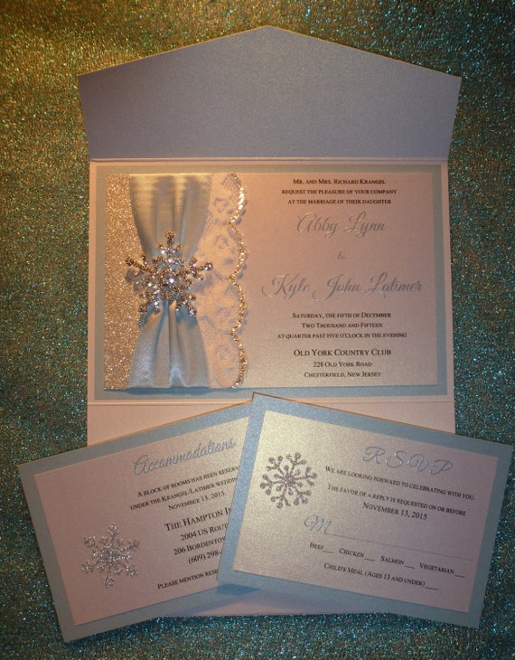 Winter Wedding Invitation With Raised Thermography Printing Etsy