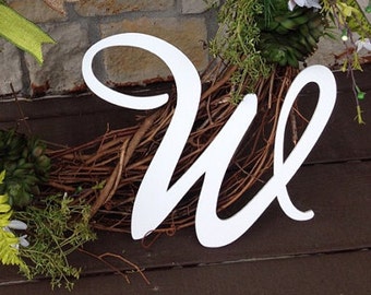 Wreath Letter - Large or Small, Unfinished, Cursive Wooden Letter - Perfect for Crafts, DIY, Weddings - Sizes 1" to 42"