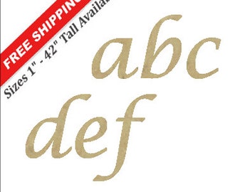 Unfinished Wooden Lowercase Letters in the LUCIDA CALIGRAPHY Font Style