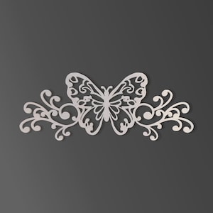 Metal Wall Art, Metal Sign Metal Butterfly Scroll, Home Decor, Wall Hanging, Nursery Wall Art, Yoga Studio Decor, Available in Many Sizes image 1
