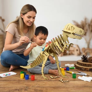 T-Rex Dinosaur Puzzle: Lifesize Bone Set - Unassembled Unpainted Educational Toy for Kids