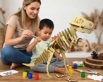 T-Rex Dinosaur Puzzle: Lifesize Bone Set - Unassembled Unpainted Educational Toy for Kids