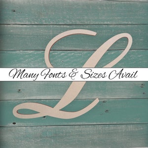 Wooden Monogram Letter &quot;L&quot; - Large or Small, Unfinished, Cursive Wooden Letter - Perfect for Crafts, DIY, Weddings - Sizes 1&quot; to 42&quot;