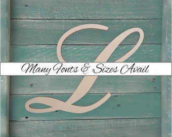 Wooden Monogram Letter "L" - Large or Small, Unfinished, Cursive Wooden Letter - Perfect for Crafts, DIY, Weddings - Sizes 1" to 42"