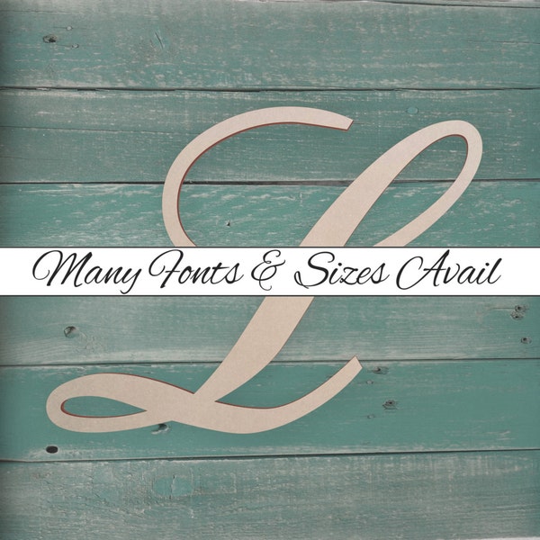 Wooden Monogram Letter "L" - Large or Small, Unfinished, Cursive Wooden Letter - Perfect for Crafts, DIY, Weddings - Sizes 1" to 42"