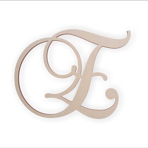 Wooden Monogram Letter "E" - Large or Small, Unfinished, Cursive Wooden Letter - Perfect for Crafts, DIY, Weddings - Sizes 1" to 42"