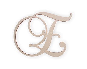 Wooden Monogram Letter "E" - Large or Small, Unfinished, Cursive Wooden Letter - Perfect for Crafts, DIY, Weddings - Sizes 1" to 42"