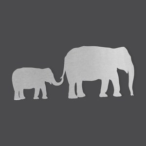 Metal Elephant, Baby following mother - Metal Cutout, Wall Art, Home Decor, Wall Hanging, Unfinished and Available in Many Sizes