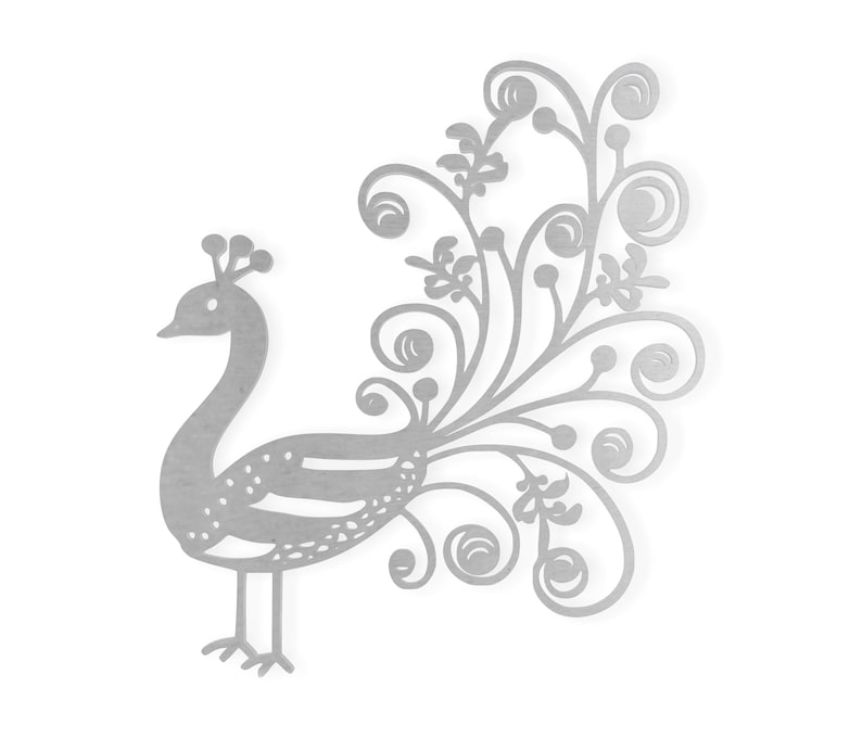 Metal Wall Art Metal Sign Peacock Flourish Decor, Metal Cutout, Wall Art, Home Decor, Wall Hanging, Unfinished and Available in Many Sizes image 1