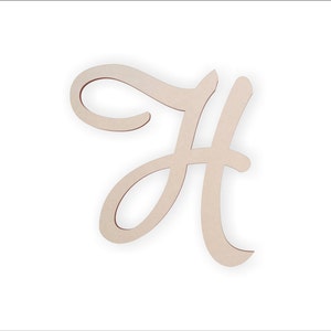 Wooden Monogram Letter h Large or Small, Unfinished, Cursive Wooden Letter  Perfect for Crafts, DIY, Weddings Sizes 1 to 36 