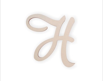 Wooden Monogram Letter H: - Large or Small, Unfinished, Cursive Wooden Letter - Perfect for Crafts, DIY, Weddings - Sizes 1" to 42"