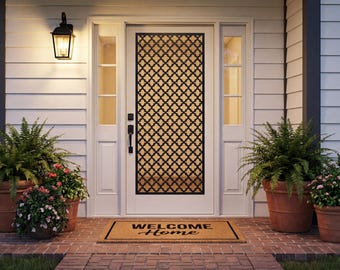 Decorative Metal Screen Door Insert: Custom Security Panel for Front or Patio Door
