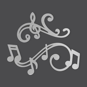 Metal Sign Musical Notes (2 Pieces), Music Room Decor, Wall Art, Home Decor, Wall Hanging, Unfinished and Available in Many Sizes