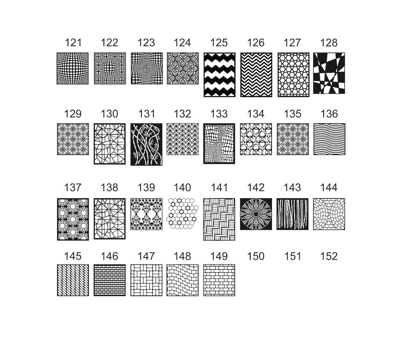 a number of different patterns on a white background